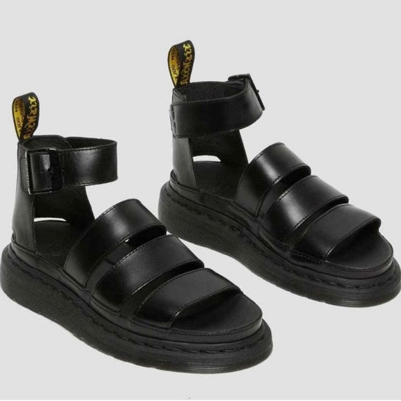 Dr. Martens Shoes - Dr. Martens Clarissa Sandals Black Leather Strap Platform Shoes US Sz 10
